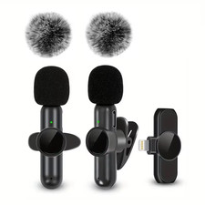 Wireless Lavalier Microphone Mini Clip On Mic for Phone Video Recording Kit