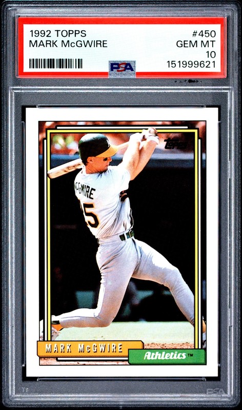 1992 TOPPS #450 MARK MCGWIRE PSA 10