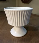 Vintage McCoy Floraline USA Pedestal Pottery Planter Ribbed Matte White 470