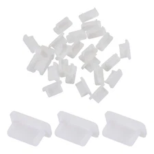 25pcs USB Type C Port Plugs Covers Caps Silicone Anti Dust Protector, White