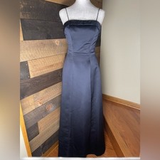 Mori Lee Satin Navy Bridesmaid Prom Dress Size 3/4