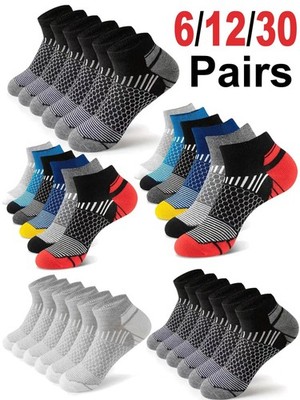 Men's Athletic Short Socks Moisture Wicking Breathable Sports Socks 6/12 Pairs