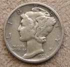 1938-D Mercury Head Dime 10 Cents Silver Coin