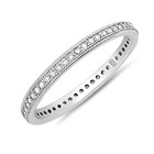 Channel Set Eternity Band 2mm CZ Stackable Bridal Ring Guard .925 Silver Size 9 — photo 2