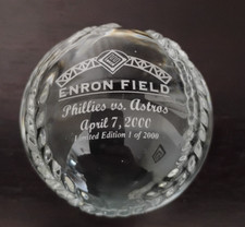 Rare Houston Astros Enron Field Opening Day April 7, 2000 Baseball Paperweight