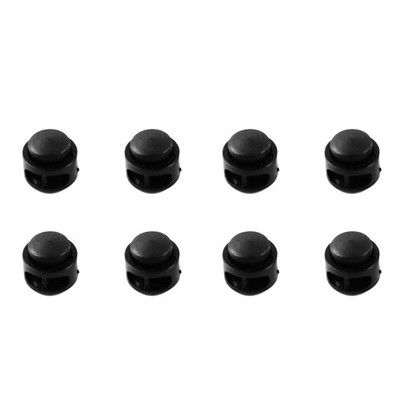 50 PCS 7mm x 5mm Black Plastic Cord Locks Two Hole Ends Drawstring Toggles