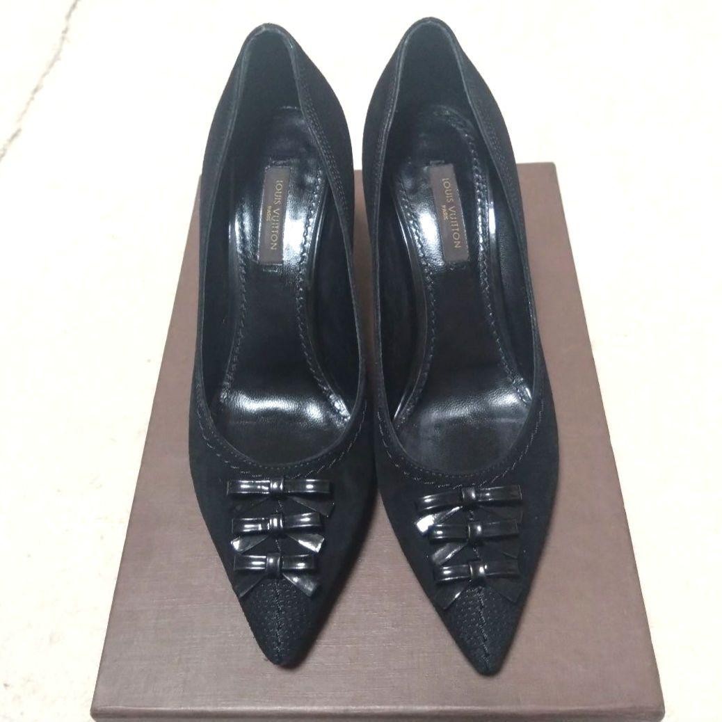 LOUIS VUITTON Pumps Heel Ribbon Black Brown EU 35 135331K Authentic thumbnail 5