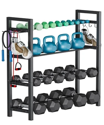 ANSIONSOL Adjustable Dumbbell Rack, Weight Storage Stand Holder for Black 4 tier