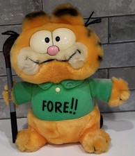 DAKIN 8" Plush GARFIELD Cat Golfer w Club Green Polo Fore VINTAGE 1981