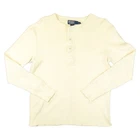Ralph Lauren Shirt Mens SMALL Beige Waffle Knit Henley Cotton Long Sleeve Size S