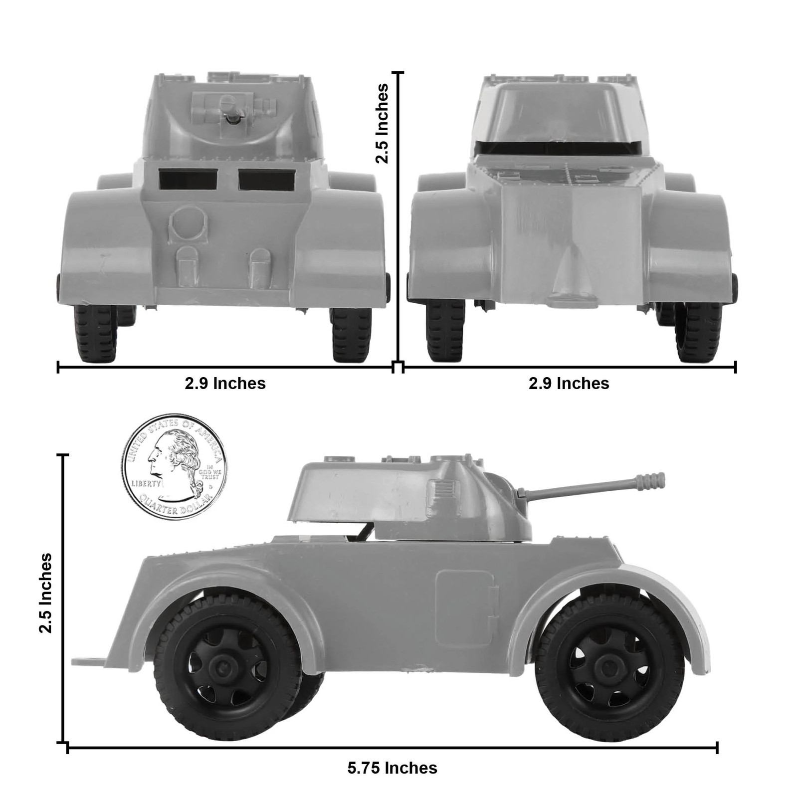 TimMee Processed Plastic Staghound Gray Armored Car Tim Mee Army Men Vehicles US