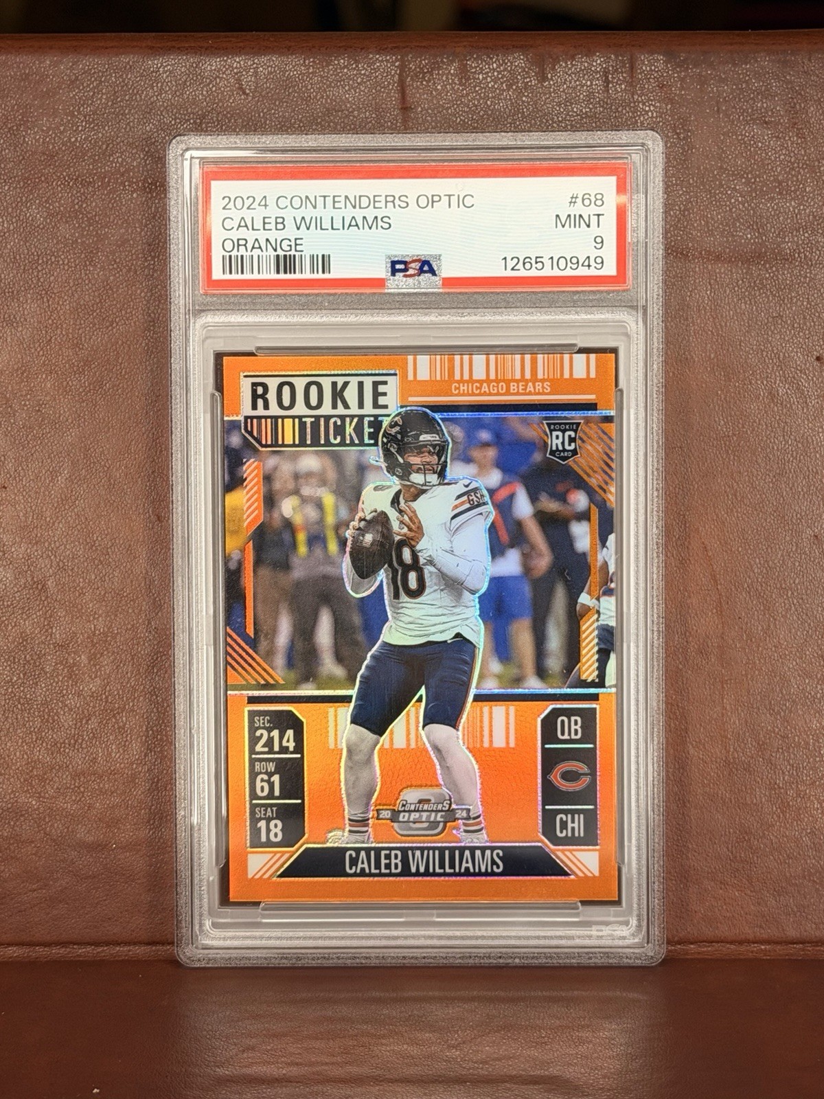 2024 Contenders Optic - Rookie Ticket Caleb Williams #68 Orange Prizm /75 (RC)