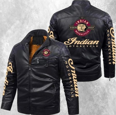 Herren Indian Schwarz Biker Rider Motorradjacke Echt Rindsleder Lederjacke