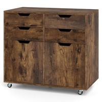 COSTWAY Mobile File Cabinet, 4/5 Drawers Lateral Stationery Storage Organiser