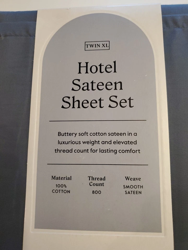 Threshold Hotel sateen sheet set twin XL  color slate blue New. - Image 2 of 4