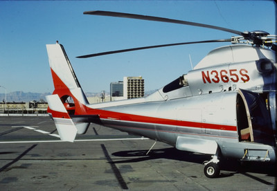 1980s Aerospatiale SA365 Dauphin Helicopter N365S Parked 35mm Slide