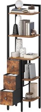 Corner Shelf Stand, 5-Tier Corner Bookshelf with 3 Drawers, Industrial Display