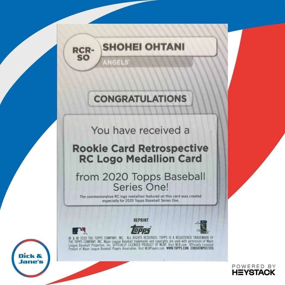 2020 Topps Shohei Ohtani Rookie Card Retrospective RC Logo Medallion Angels - Image 2 of 4
