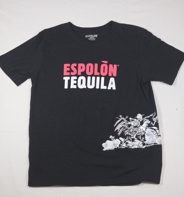 Espolon Tequila Shirt Black Graphic Tee Size Medium Dia De Los Muertos Skeleton