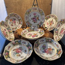 Carl Thieme Dresden Hand-Painted 8 FLORAL Pierced Reticulated 6.5  Bowl M 
