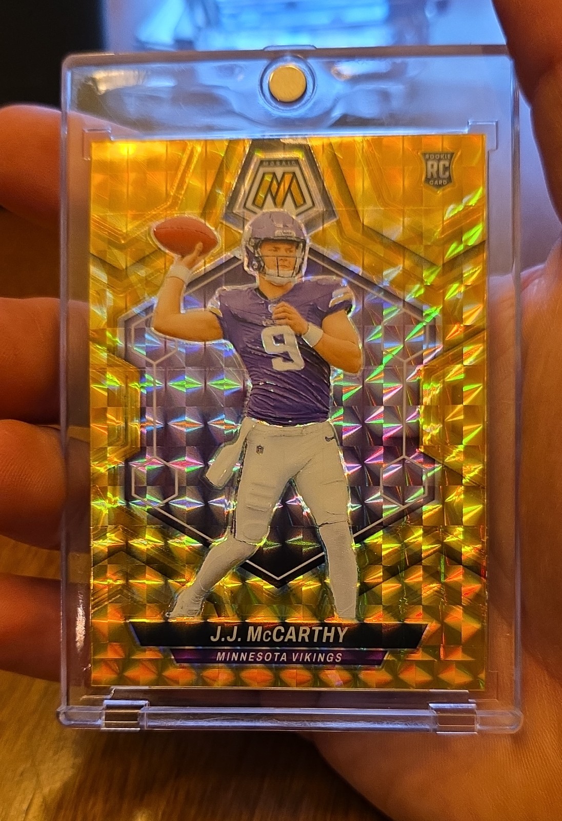 2024 Panini Mosaic Rookies J.J. McCarthy #310 Reactive Yellow Mosaic Prizm (RC)