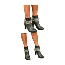 2PCS Women Boot Bracelet Silver Metal Chain Multi Strand Bling Anklet Shoe Charm
