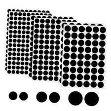 6 Sheets Screw Hole Covers Stickers 12mm, 15mm, 21mm Self Adhesive PVC Black