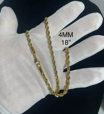 Men's  Women's Genuine 14K Gold Filled 18  4MM Classic Rope Chain Necklace