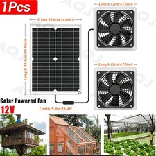 Solar Fan with Battery,30W Solar Panel Powered Fan Kit with Waterproof Dual