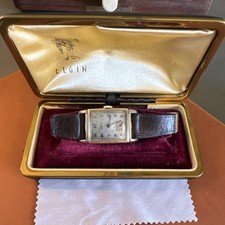 Vintage Elgin DeLuxe Mechanical Rectangle 10K Gold Filled Men's Watch w/ Box