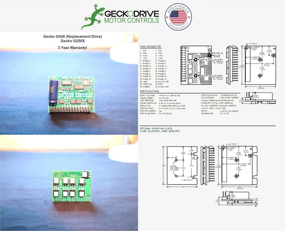 Controlador CNC digital Gecko G540 (modelo 2021) 3 años de garantía y (unidad de repuesto G250x) Foto 2 de 4