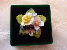 Vintage Bone China flowers brooch - Made in England