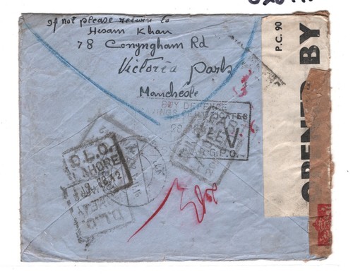 GB WW2 AFGHANISTAN AIR MAIL Cover 1942 Kabul via INDIA *DLO* Lahore Lancs MA826 - Picture 14 of 14