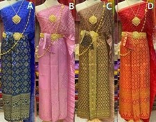 Set of Thai Traditional Vintage Glitter sash Wedding Dress Thai Dance Bridesmaid