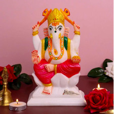 Marble Two Side Face Ganesh Statue Hindu God Statue Gift Diwali Ganesh Murti