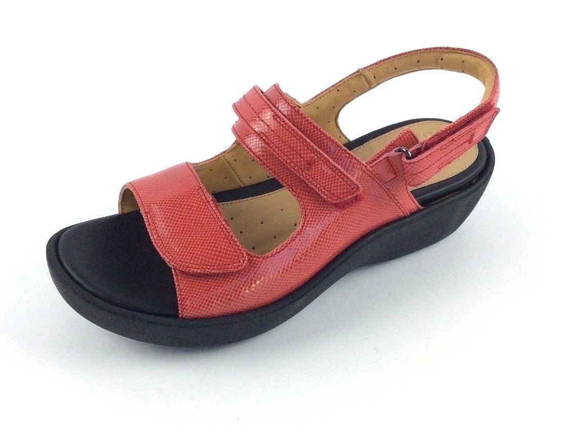 clarks red leather sandals