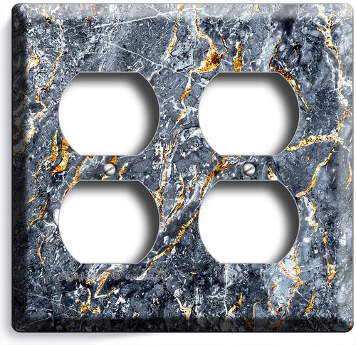 GRAY GOLD MARBLE STYLE LIGHT SWITCH OUTLET WALL PLATE KITCHEN BATHROOM ART DECOR - Picture 9 of 34
