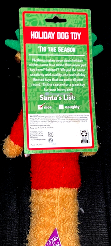 New! ChRiStMaS "Standing Reindeer" Squeaky/Stuffed DOG TOY 12" NWT - Picture 2 of 2