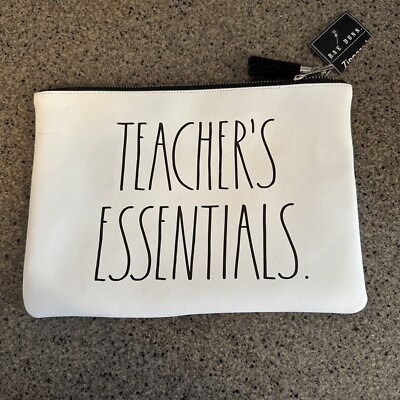 Rae Dunn Cosmetic Pouch Make Up Bag Accessory Travel ''TEACHERS ESSENTIALS 