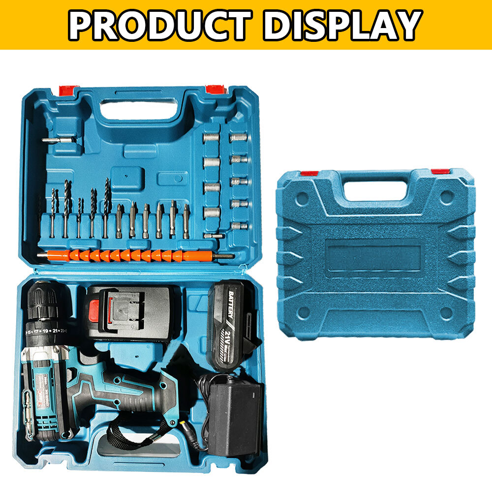 Cordless Brushless Impact Driver Hammer Drill Combo Kit with 2 Battery