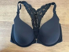 Victoria's Secret Noir Black 32DD Body By Victoria Lined Demi Front Close Bra