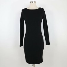 James Perse Sheath Tee Dress 1 S Small Black Skinny Scoop Back Textured Stretch