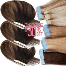 Invisible Tape In Russian Skin Weft Remy Human Hair Extensions Full Head 20PCS U