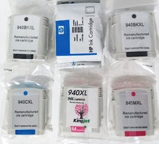 6 pack of 940XL Ink Cartridge 1 New HP940XL Blk, 2 940XL Blk, 2 Magenta, 1 Cyan