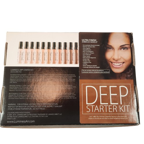 Luminess Air Airbrush Starter Kit 7~.25 + 3- .55 Ounce Bottles Factory Sealed - Picture 2 of 9