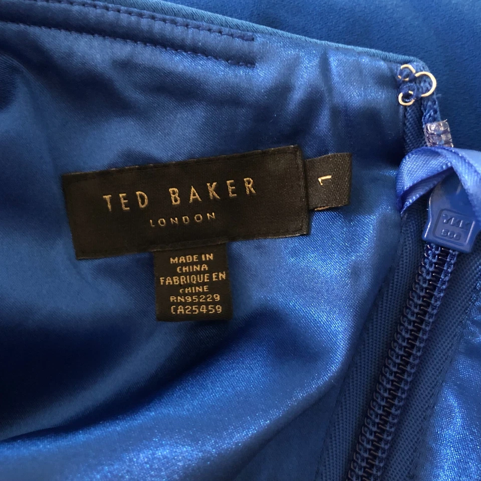 Vestido Ted Baker Pana Mujer Un Hombro Peplum Vaina Azul Real Talla 1 = 4 Foto 4 de 4