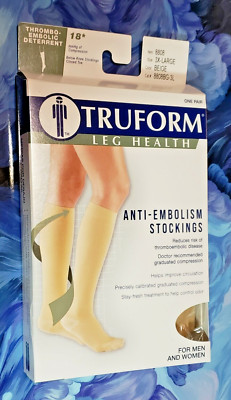 Truform Anti-Embolism Stockings, Knee High, Closed Toe: 18 mmHg, Beige, 3X-Large