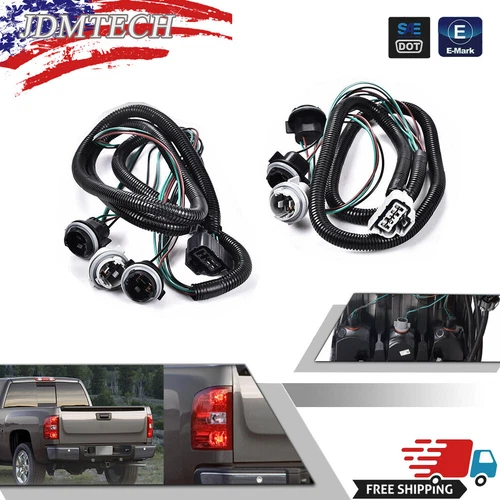 2PCS Tail Light Harness Pair LH & RH For 07-14 Chevy Silverado 1500 2500 3500 HD