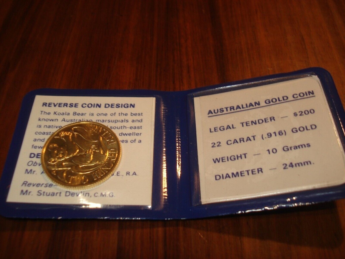 1983 Royal Australia Mint $200 Koala Bear Coin 10 Grams - 22ct