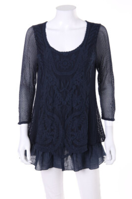 Carnaby Blouse Lace Viscose M navy blue